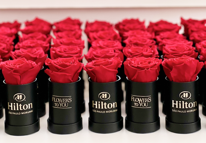 Produtos Personalizados da Flowers To You pra o Hotel Hilton